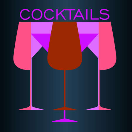 abstract minimal of cocktails from martini glasses and wineのイラスト素材