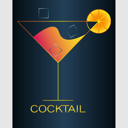 abstract minimal cocktail on a dark backgroundのイラスト素材
