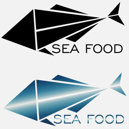 abstract icon of seafood and fish from trianglesのイラスト素材
