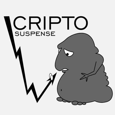 cryptocurrency uncertainty illustration with abstract creature and graphのイラスト素材