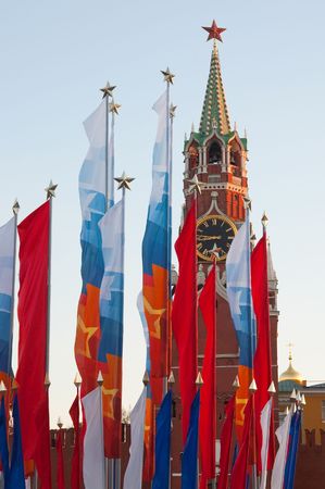 Kremlin. Moscow. Russia. A tower and the Kremlin wall.の写真素材