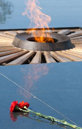 Eternal fire in memory of victims in the warの写真素材
