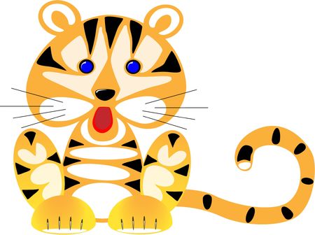  small amusing drawn tiger on white background. isolatedの写真素材