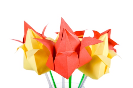 Tulips. Origamis. Traditional art of Japan.の写真素材