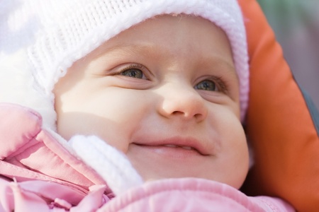 Portrait close up of the baby on walkの写真素材
