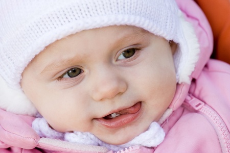 Portrait close up of the baby on walk.の写真素材