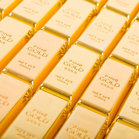 Fine gold 999,9. Set of gold ingots.の写真素材