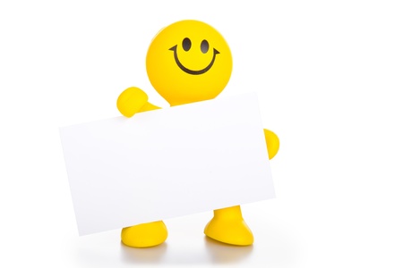 One person hold the pure white poster. A place for your text