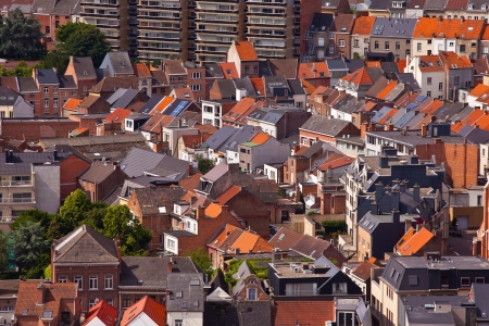 View of the city of Malines (Mechelen) from height of bird's flight, Belgiumの写真素材