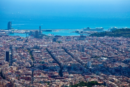 Spain. Barcelona, the capital of the province of Catalunya. View of the city from the top.の写真素材