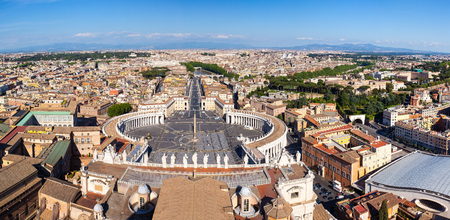 Rome, Italy. Famous Saint Peter's Square in Vatican and aerial view of the city.のeditorial素材