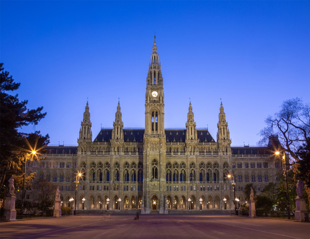 Tall gothic building of Vienna city hall, Austriaのeditorial素材