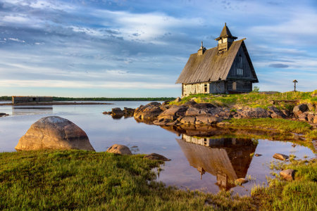 Place where they filmed the famous movie "The Island" by the famous Russian film director Pavel Lungin.Village Rabocheostrovsk, Republic of Karelia,Russiaの写真素材