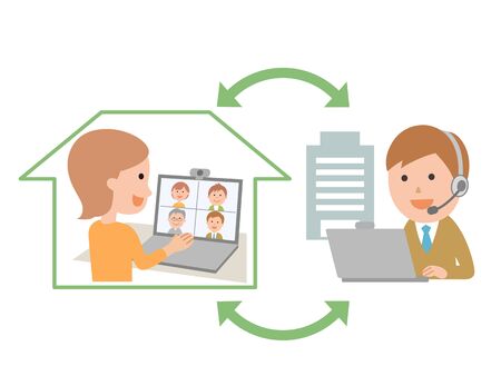 a company employee who does teleworkのイラスト素材