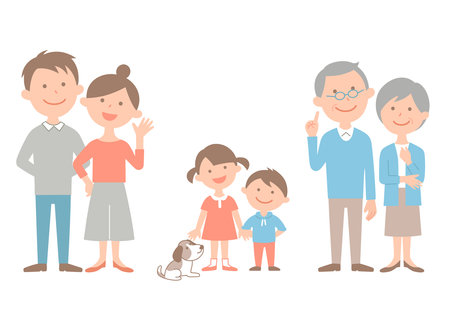 It can be used separately for three generations, a family of six, and pets. Please use it according to your needs.のイラスト素材