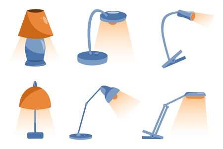 Table lamp set in flat style.のイラスト素材