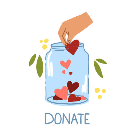 The concept of donation jar. Fundraising. Donate help.のイラスト素材