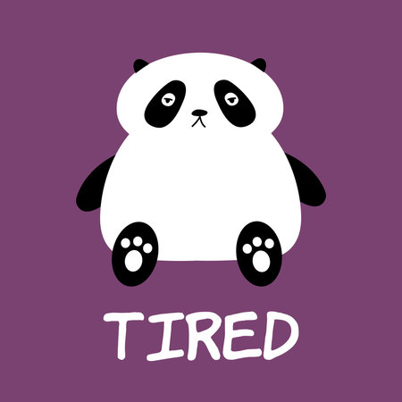 Panda bear is tired. Character design in cartoon style. Vector illustrationのイラスト素材