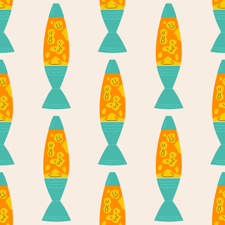 Seamless pattern retro lava lamp 70s.のイラスト素材