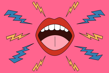A screaming pop-style mouth. The concept of attracting attention.のイラスト素材