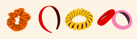 A set of different hair bands. Hair accessories.