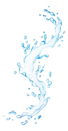 Hand Painted Curved Watercolor Water Splashの写真素材