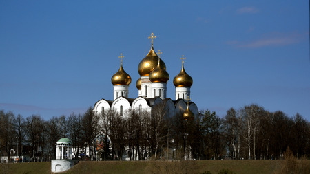 Russian Orthodox Church on the embankment of the Volga river in Yaroslavlの写真素材