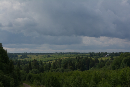 bright rural landscape before the rainの写真素材