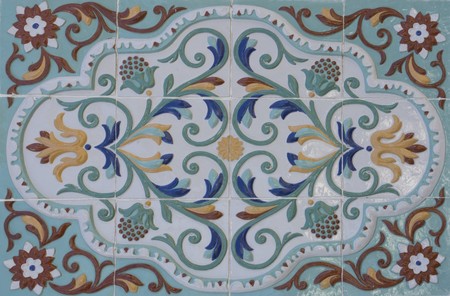 vintage Russian art tiles in the decoration of a modern Churchの写真素材