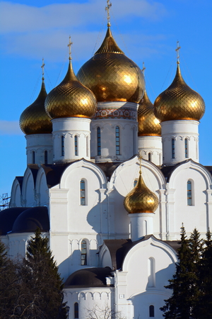 vintage Russian Orthodox Cathedral in Sunny dayの写真素材