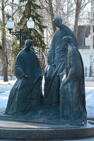 the bronze monument of the Holy Trinityの写真素材