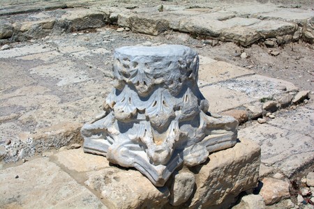 ancient column preserved on the site of the ancient city of Kourionの写真素材