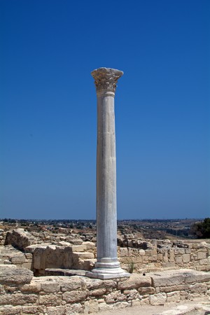 ancient column preserved on the site of the ancient city of Kourionの写真素材