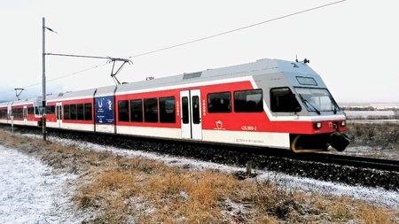 Set electric railway train caught when returning from the High Tatras to Poprad.