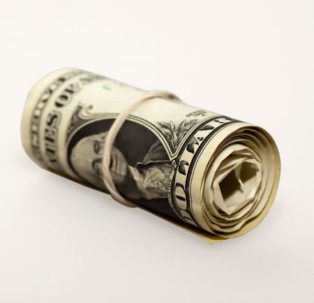Roll of one dollar billsの写真素材