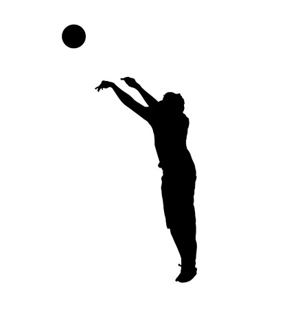 Black silhouette of basketball player over whiteの写真素材