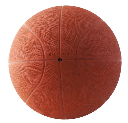 Close up of old and used orange basketballの写真素材