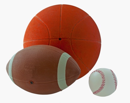 Balls for basketball, football and baseball isolated over whiteの写真素材