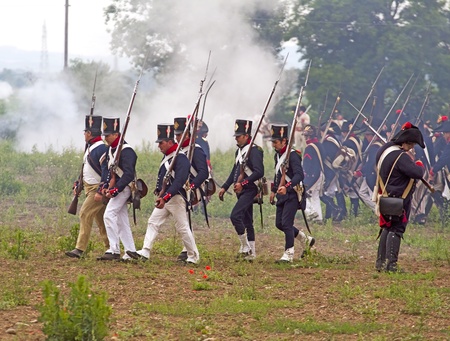 MARENGO, ITALY - JUNE 4: people acting at reenactment of Marengo battle, 1800 June 14 fight of Napoleonic Wars, June 4 to 5, 2011 at Marengo, Piedmont, Italyのeditorial素材
