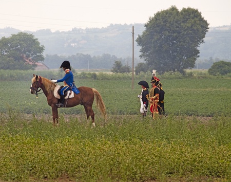 MARENGO, ITALY - JUNE 4: people acting at reenactment of Marengo battle, 1800 June 14 fight of Napoleonic Wars, June 4 to 5, 2011 at Marengo, Piedmont, Italyのeditorial素材