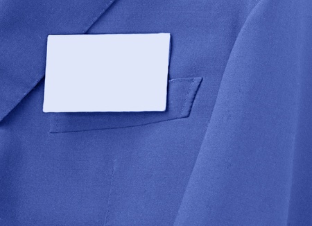 White recognition plate over a blue jacketの写真素材
