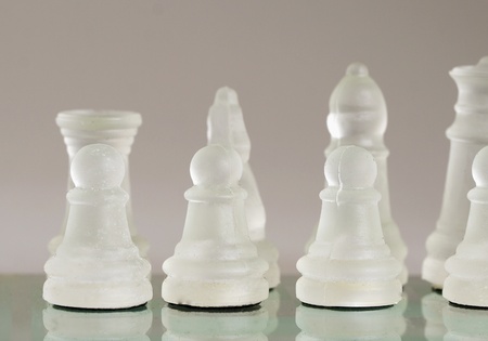 Front view of glass pieces of chess の写真素材