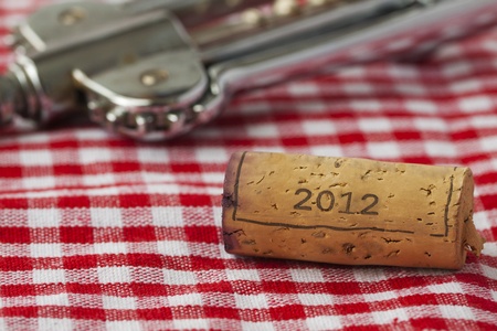 Wine bottle cork with year date 2012 written on