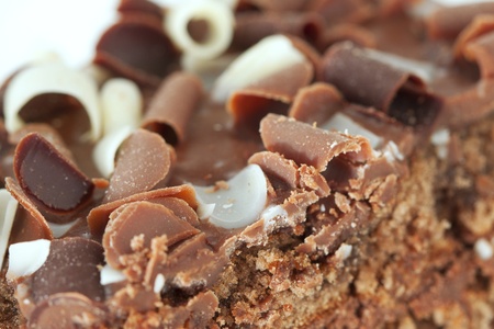 Close up of a slice of cake with chocolate