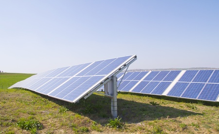 Close up of solar panels under the sun