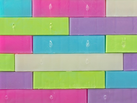 Multicolor wall with bricks of construction game pieces の写真素材