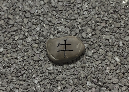 Stone with chinese ideogram , symbol of the chinese horoscopeの写真素材