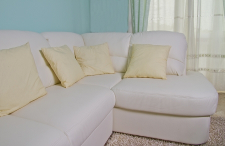 Close up of a white elegant sofaの写真素材