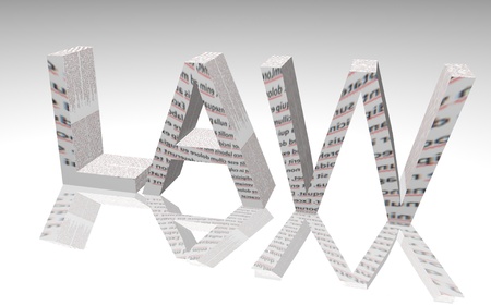 The word "Law" in 3D with words on textureの写真素材