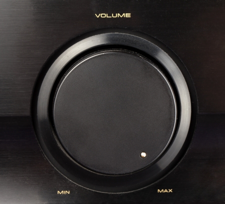 A black knob of volume turned to maxの写真素材